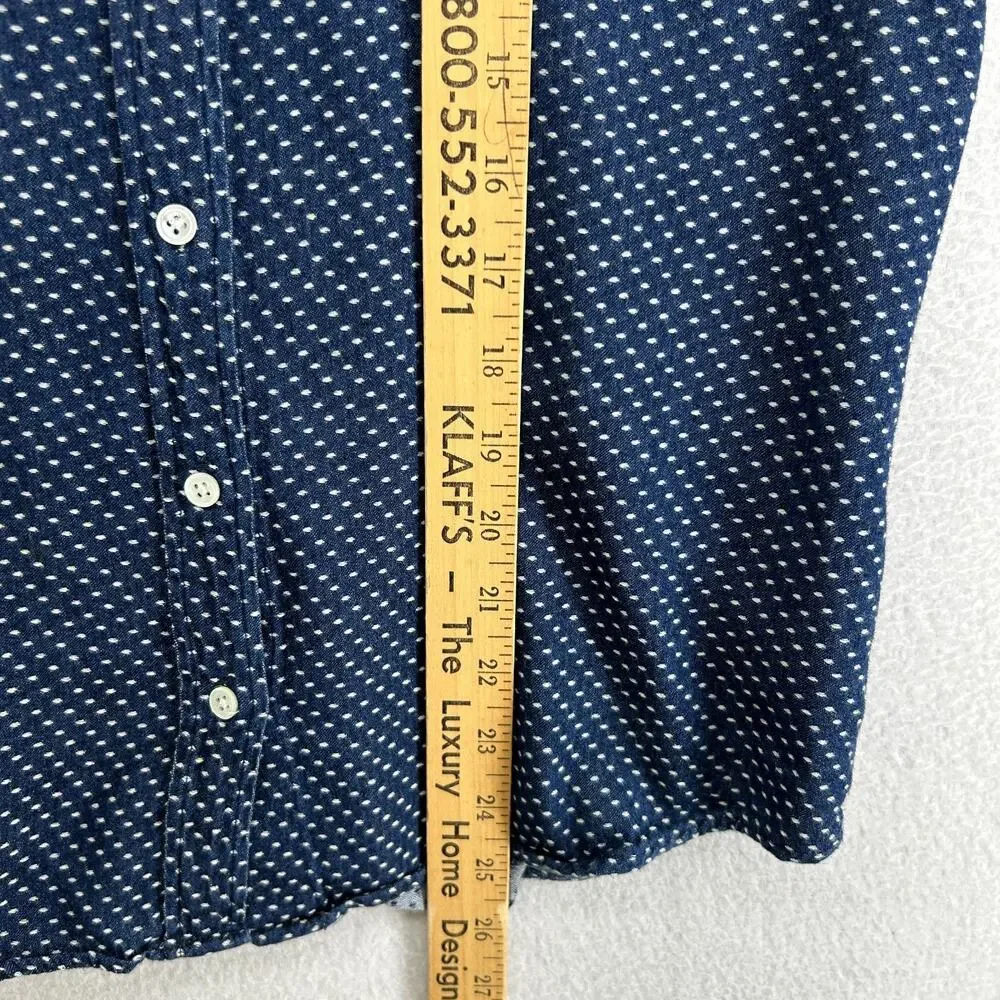 J.CREW Top Womens 2 Boy Shirt Polka Dot Button Up Long Sleeve Cotton Blue